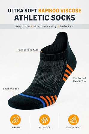 GoWith 3-Piece-6-Piece Bamboo Colorful Sports Pattern Reinforced Wash Box Seamless Running Walking Sports Performance Short Fit Booties Men's Socks