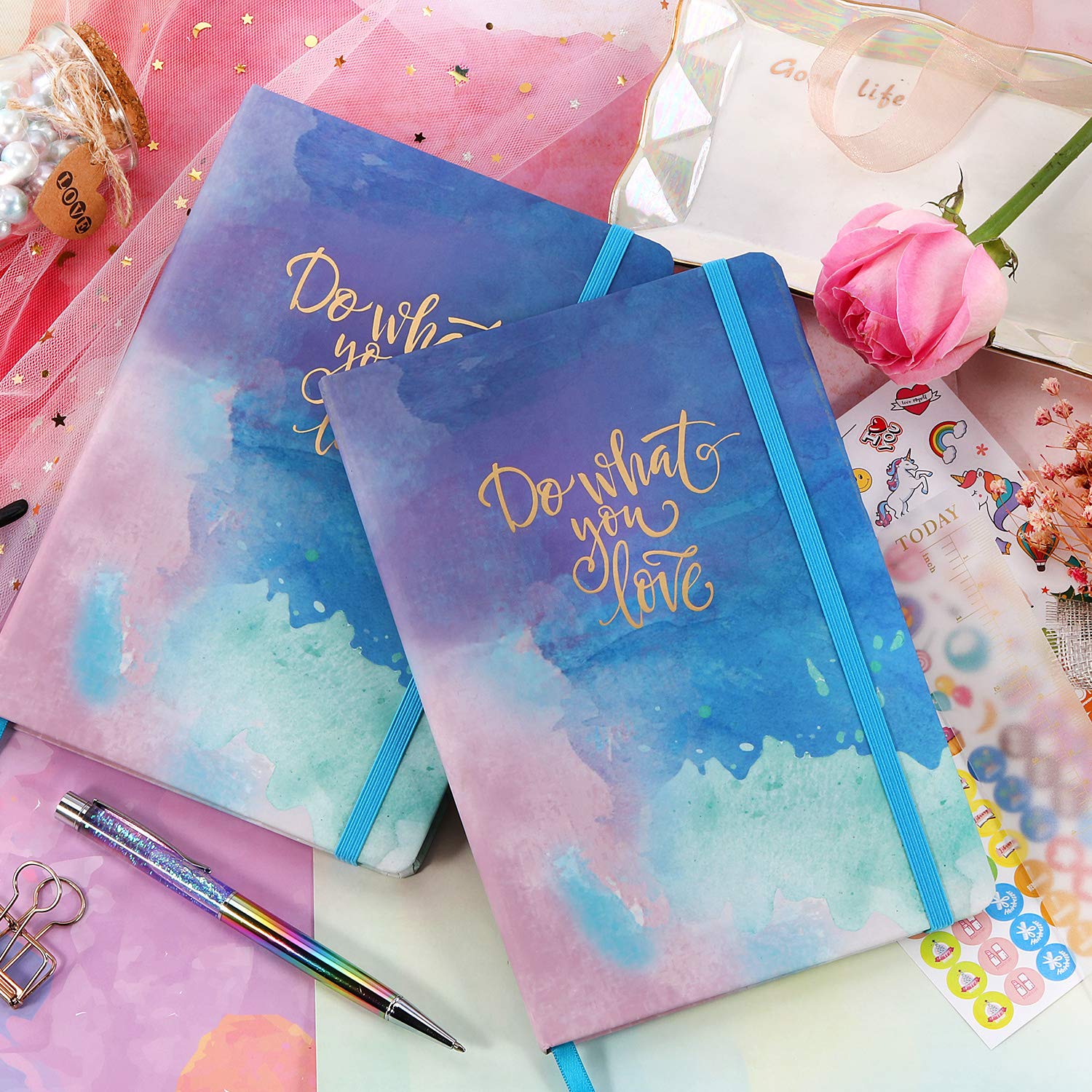 Dotted Bullet Notebook/Journal - Dot Grid Hardcover Notebook, Premium Thick Paper with Stickers and Page Quick Page Finder, 5.75" x 8.4"