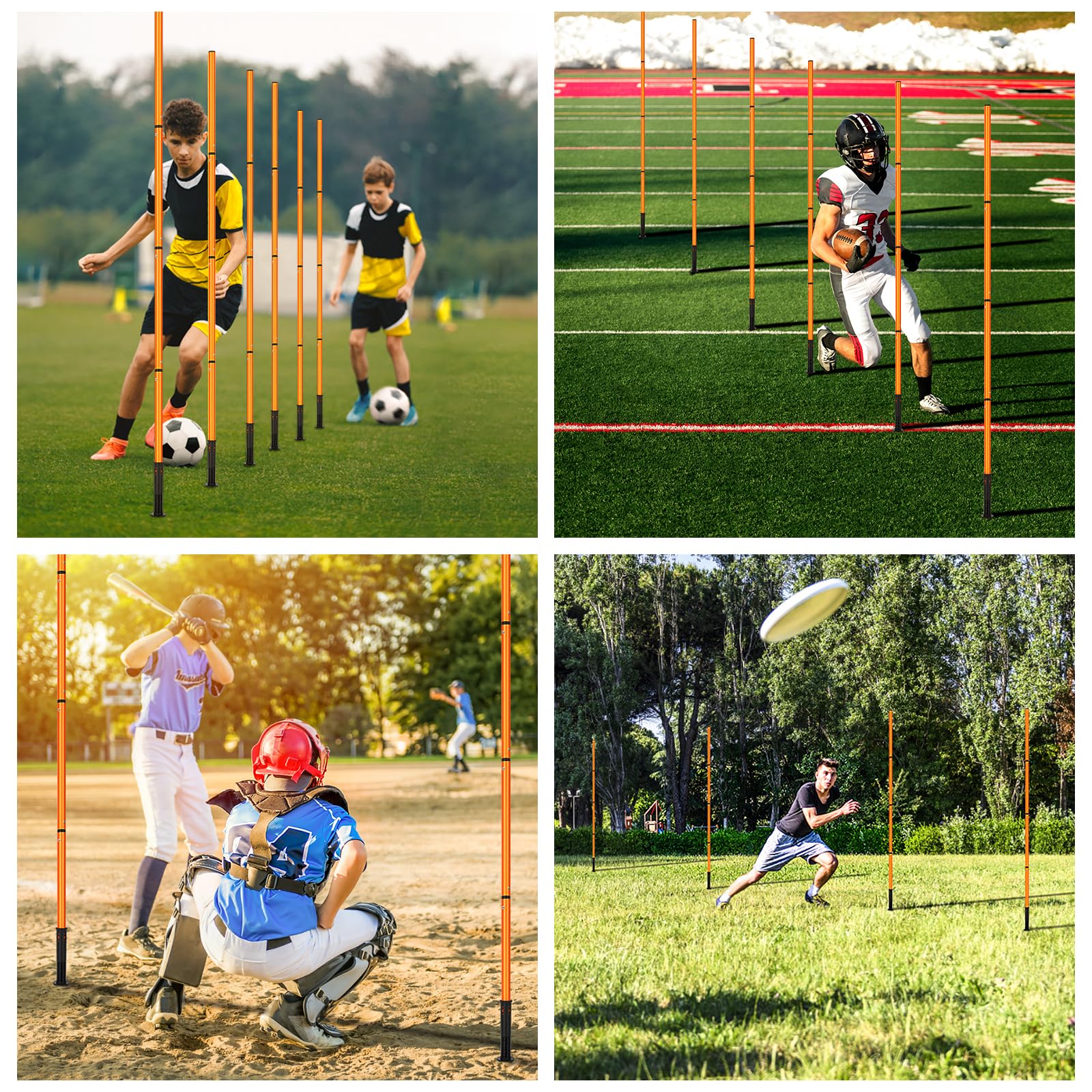 Equipo de entrenamiento de agilidad de fútbol: 6 bastones de agilidad de fútbol, escalera de agilidad de 20 pies, 10 conos de fútbol, 1 cuerda de salto. Bastones de entrenamiento de fútbol para