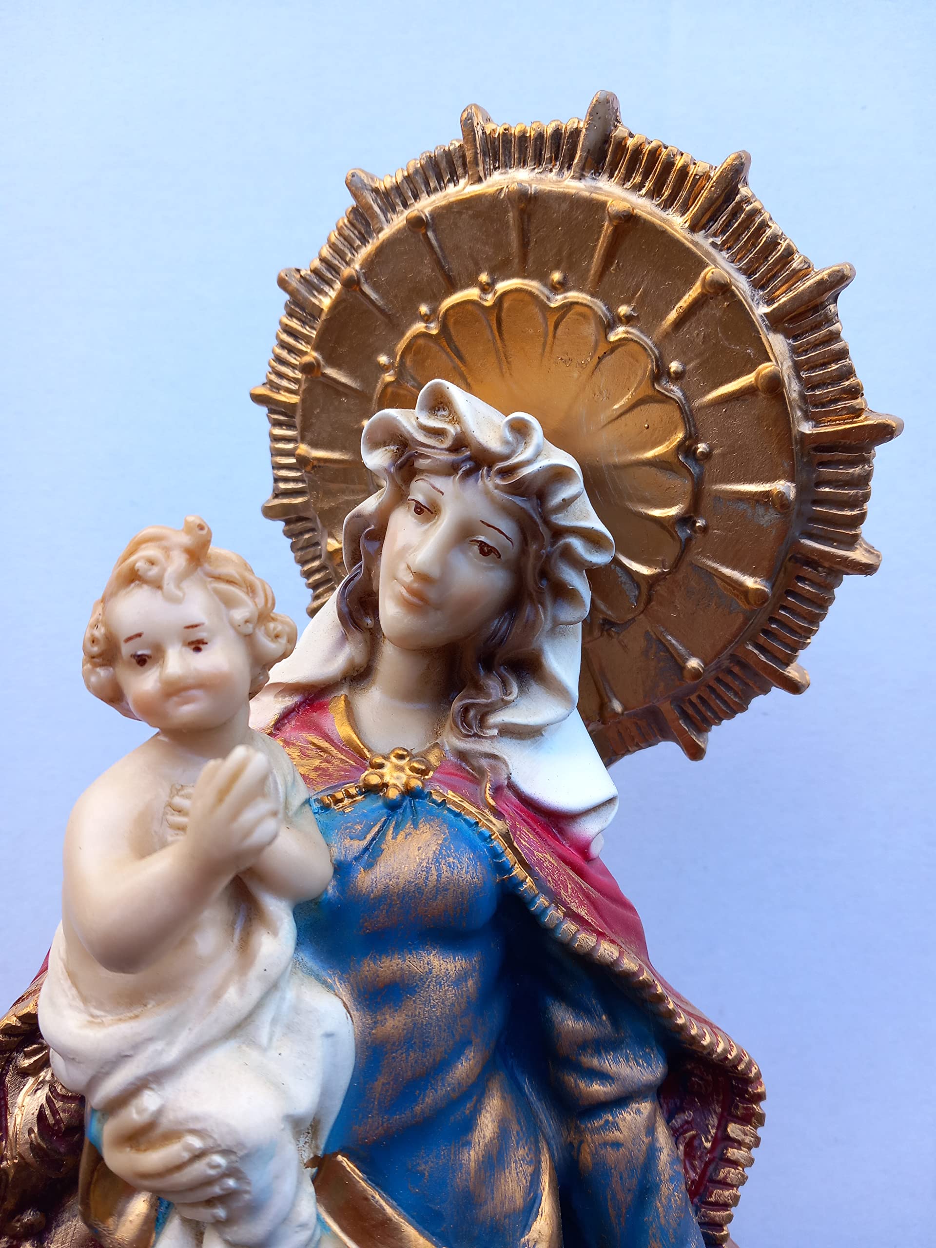 ArteSacraCaravaggio Statua della Madonna di Guadalupe con Bambino Gesù, edizione speciale, cm 47 (18,50 inches) in resina decorata a mano di produzione artigianale