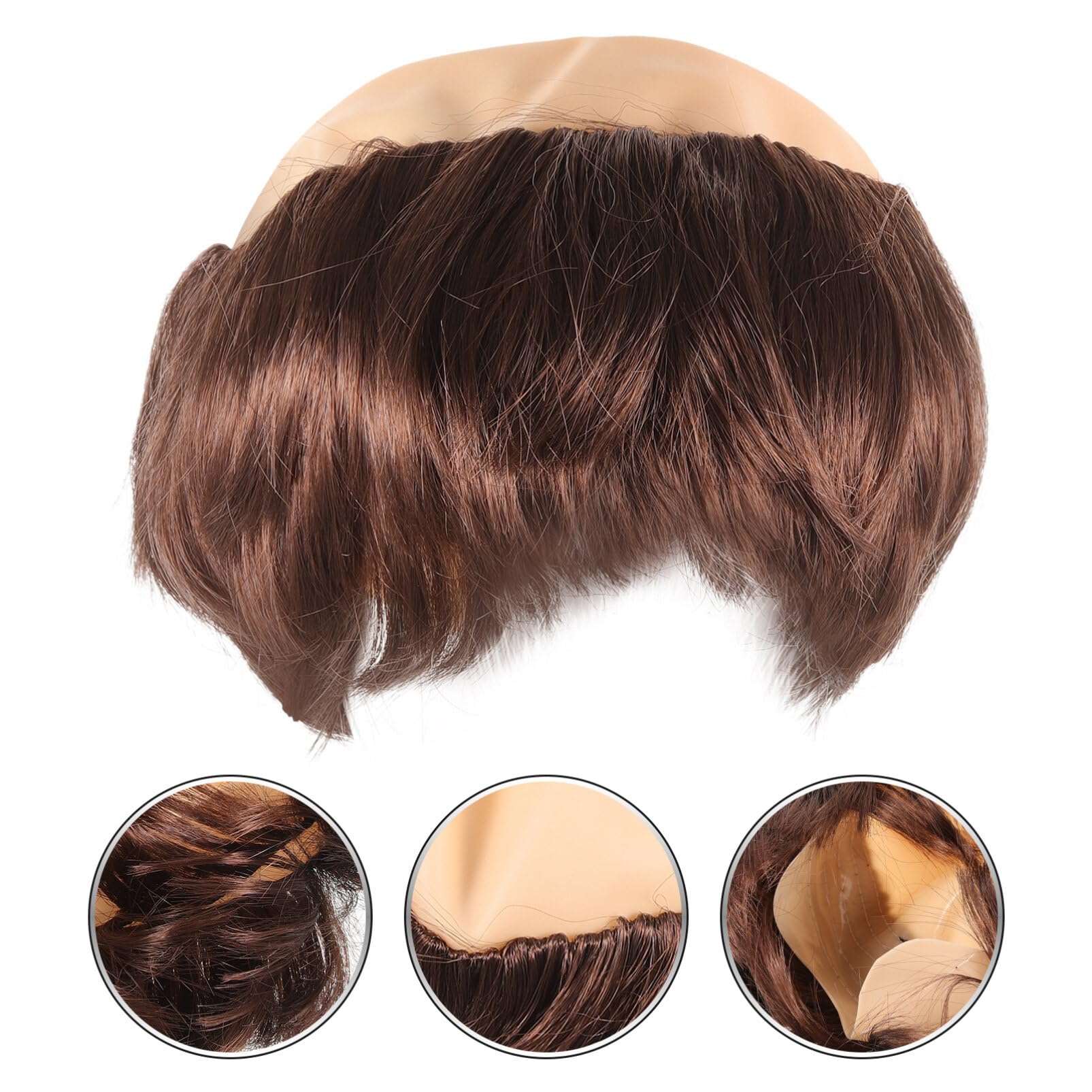 Friar Tuck Monk Wig with Bald Cap - Classic Medieval Tonsure Style Hair for Adults, Brown, 30x30cm - Image 4