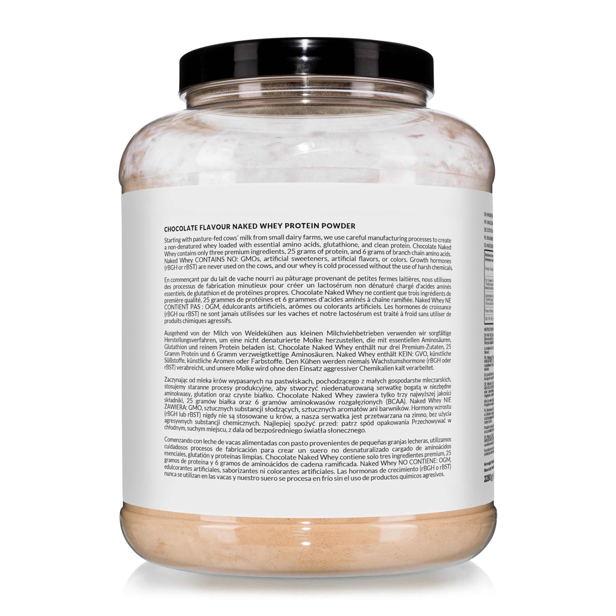 Naked Whey – białko serwatkowe w proszku, czekolada, bez GMO, bez soi, bez glutenu, wspomaganie wzrostu i regeneracji mięśni - 2280 g
