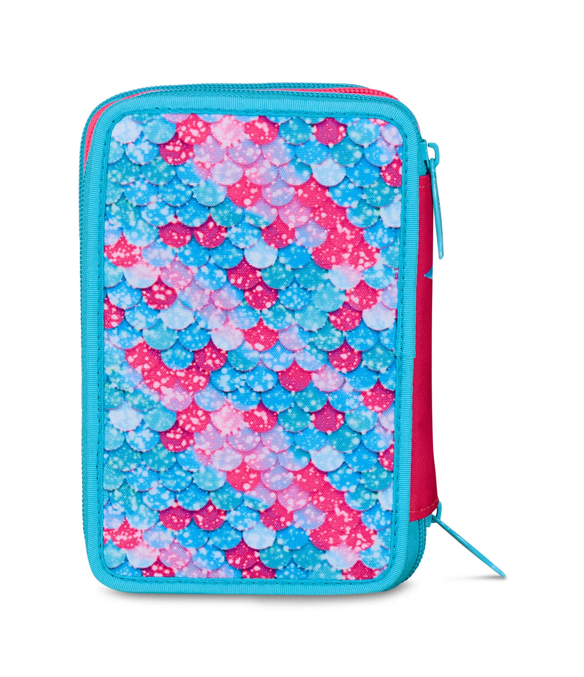 Seven Mermaid Magic Astuccio Scuola 3 Zip, Celeste, Portapenne Triplo Scomparto Completo Di Penne, Matite, Colori, Scuola Elementare, Bambina