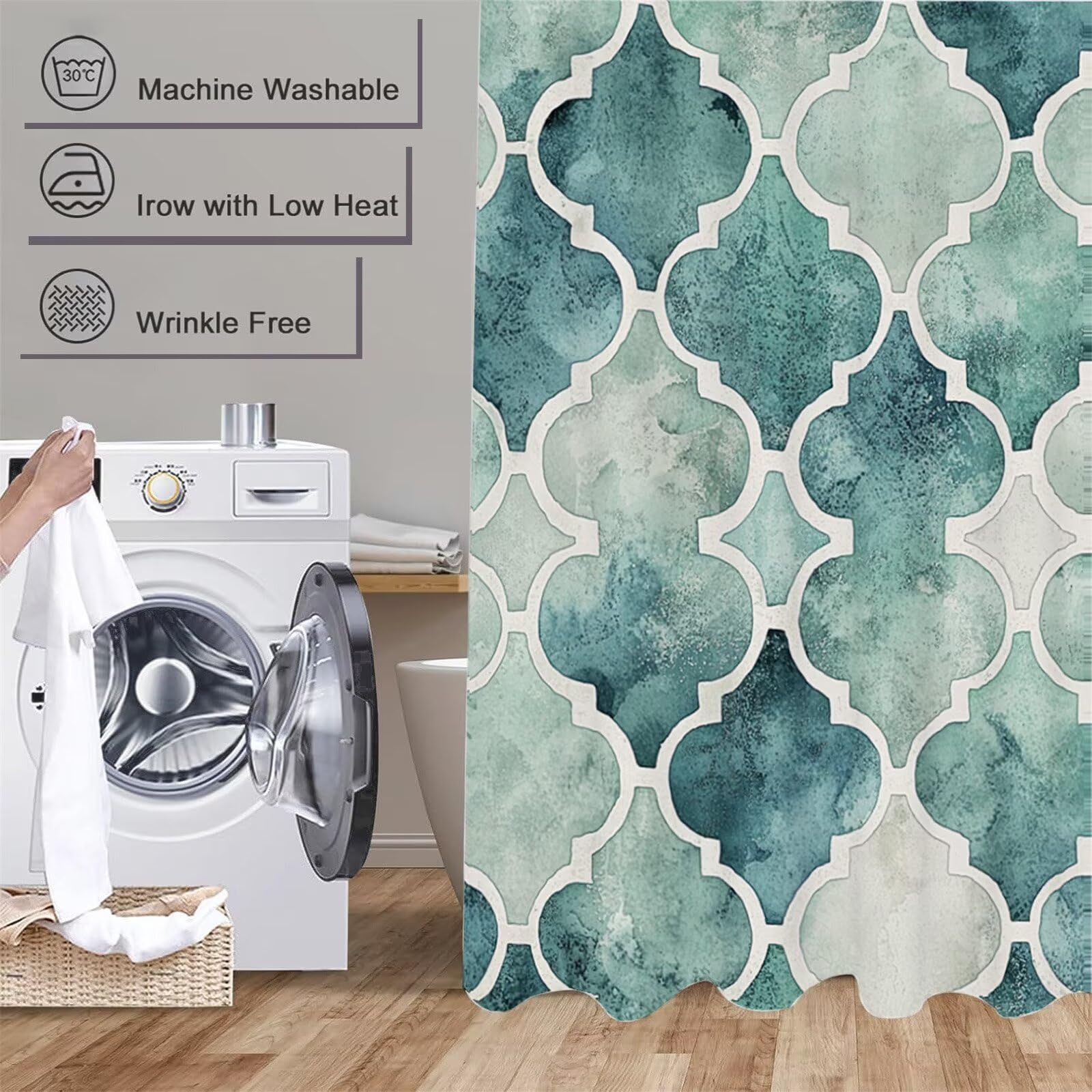 Abstrakcyjny prysznic ain 180 x 200 cm wodoodporny z obciążonym brzegiem zielony poliester wanna ain można prać w pralce, idealny do wanien i pryszniców elegancka dekoracja łazienki