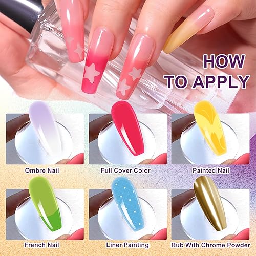 Miniatura 3 de Gel de pintura degradada, 12 colores brillantes, esmalte de uñas de gel degradado para uñas de pigmento Pat Aura, manicura francesa, arte de uñas,