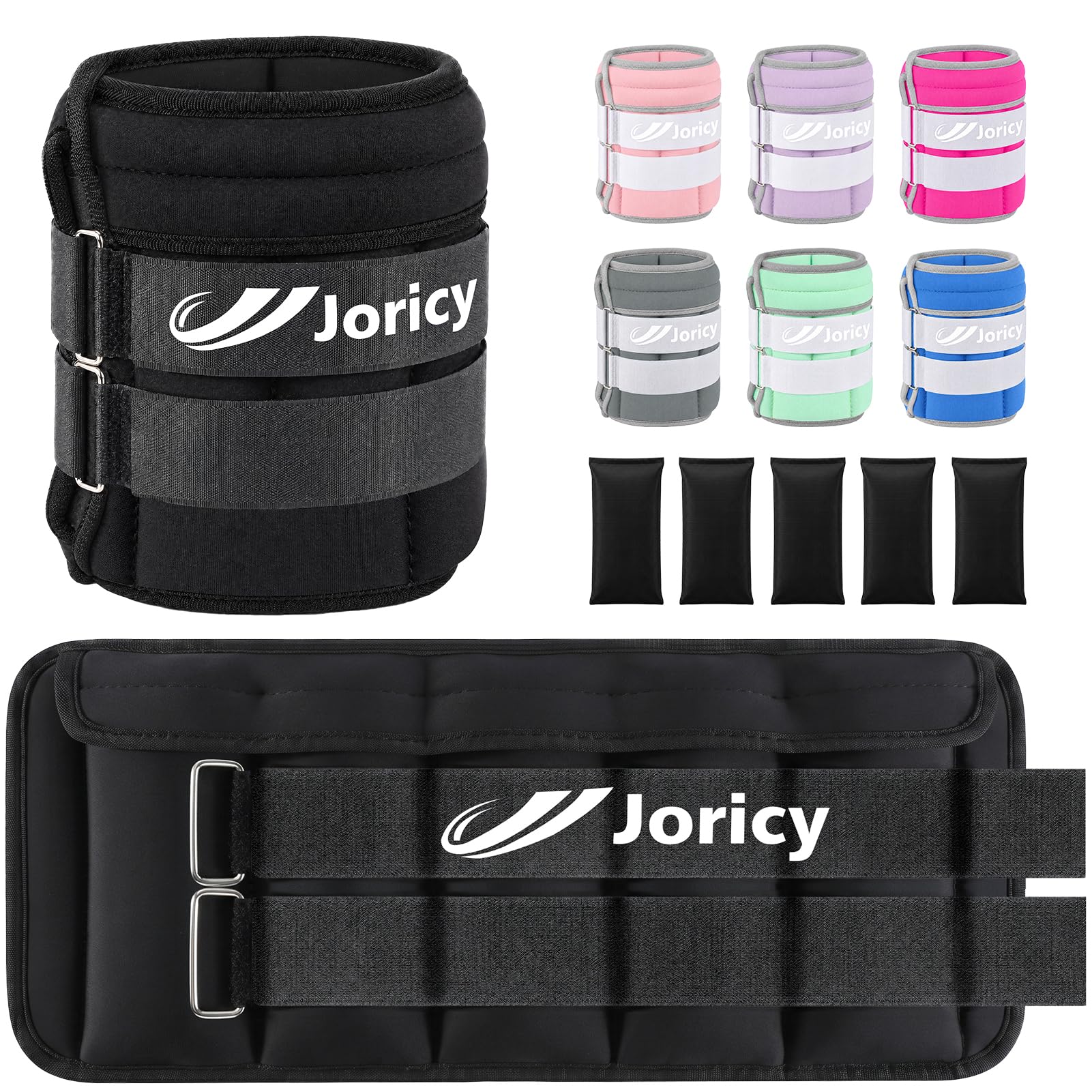 Adjustable Ankle Weights for Women Men Kids, 1–10kg Pair Leg/Wrist/Arm Weight Straps with Removable Weight for Yoga Walking Running Gymnastics Aerobics Physical Therapy, Black