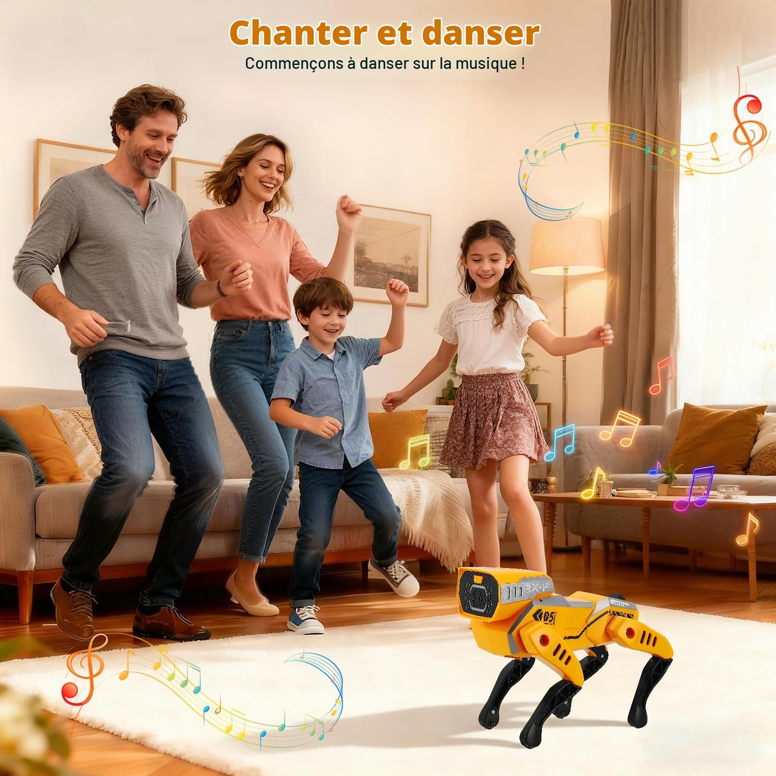 Chien Robot,Beau Robots électroniques pour Enfants avec avec la Marche Avant, Le Demi-Tour, Les patrouilles, la Garde, Le Chant Danse, et la Programmation,Robot Enfant 3+,Meilleurs Cadeaux