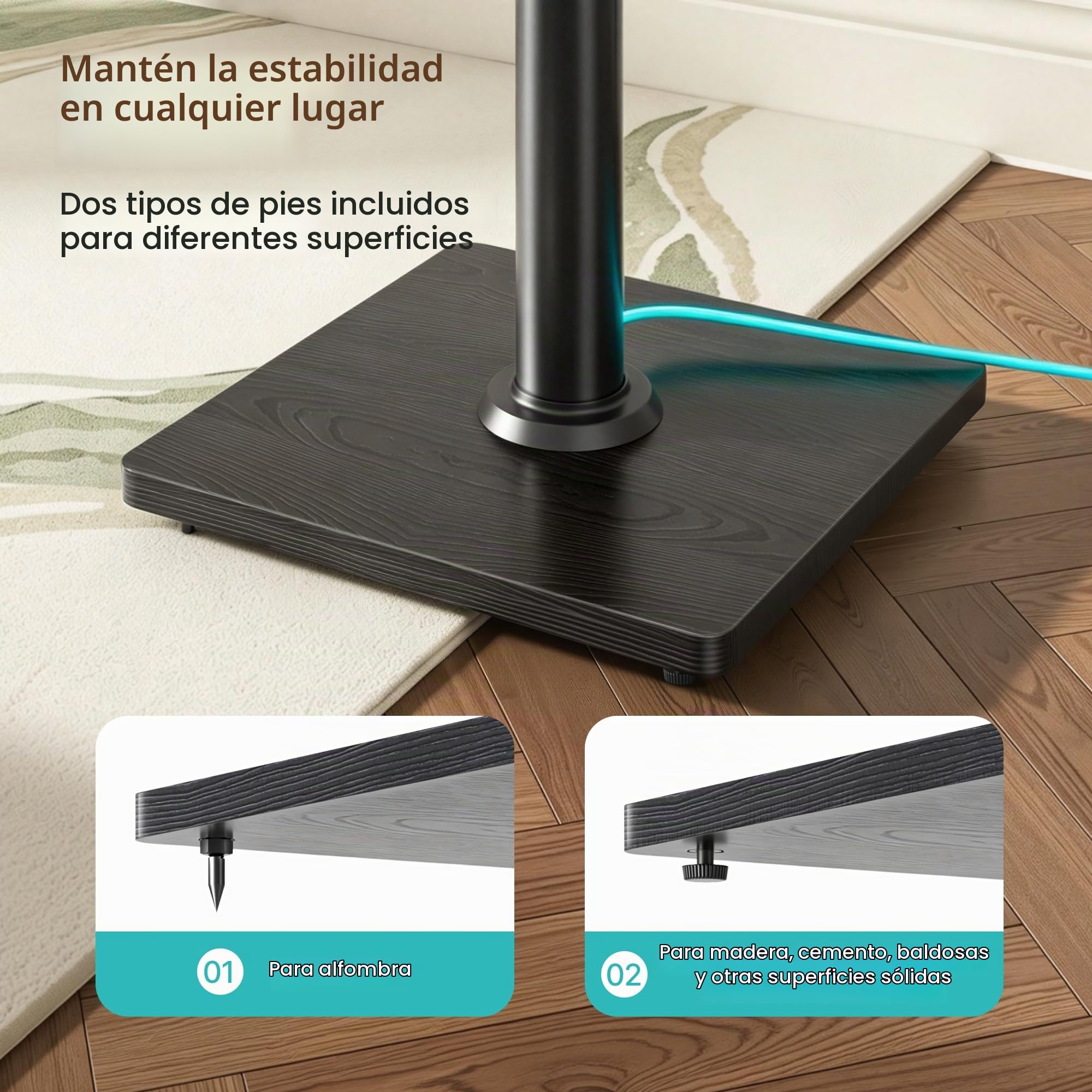 PEGZONE Soporte Altavoces de pie Universal 76,5 cm, Base de Madera, Negro