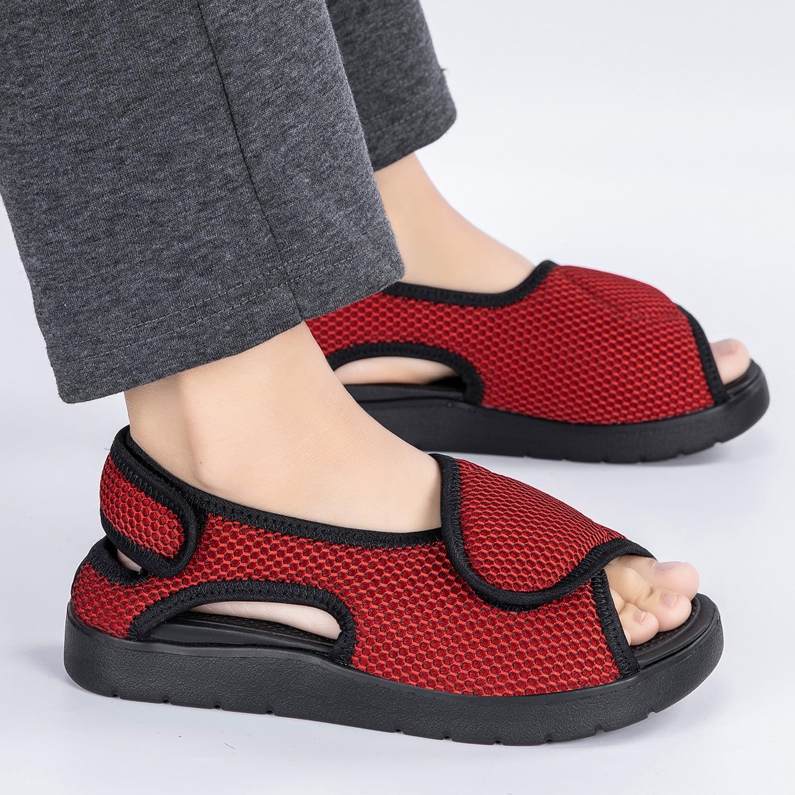 Gaatpot Sandali per Diabetici Donna Scarpe Ortopediche Uomo Larghi a Strappo Sandali Riabilitativi Regolabili Apertura per Piedi Gonfi