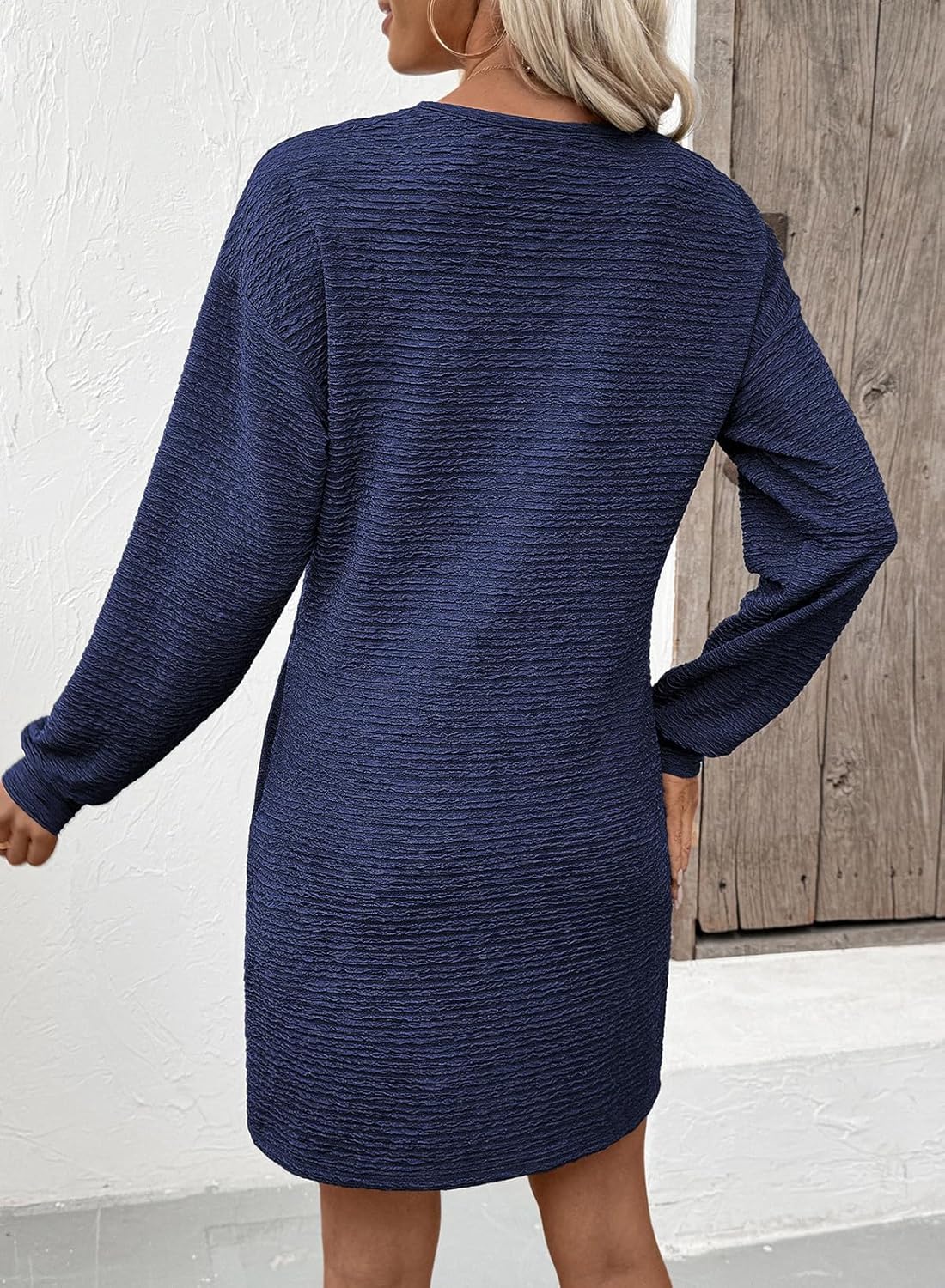 EVALESS Spring Dresses for Women 2026 Fashion V Neck Long Sleeve Summer Mini Dress Casual Beach Vacation Clothes Dresses - Image 6