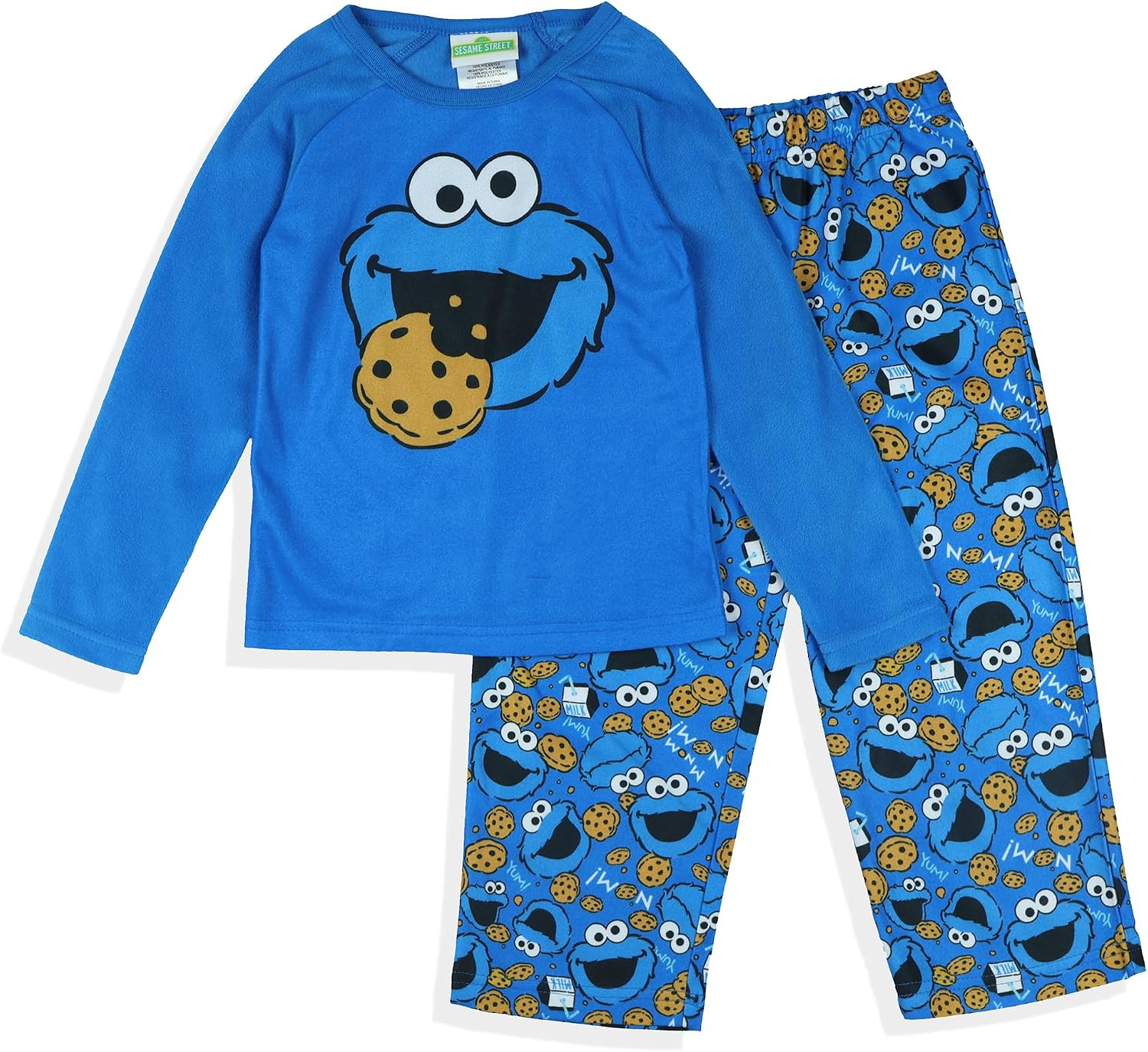 Sesame Street Pajamas Toddler Boy's Cookie Monster Long Sleeve and Pant PJ Set