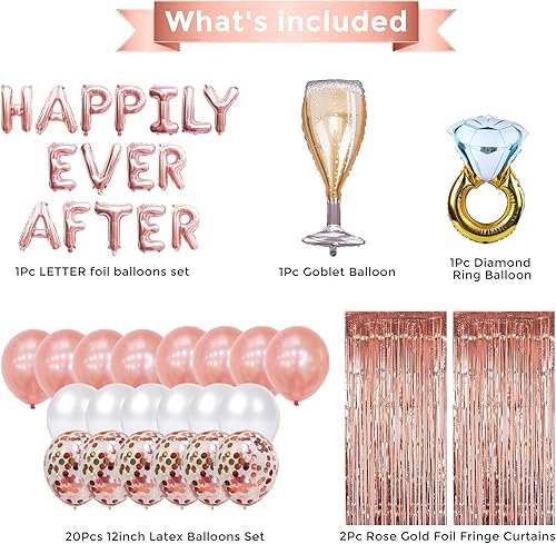 Miniatura 2 de Decoraciones de despedida de soltera, decoraciones de boda de oro rosa, letreros de boda, decoraciones de feliz para siempre, globos de despedida de