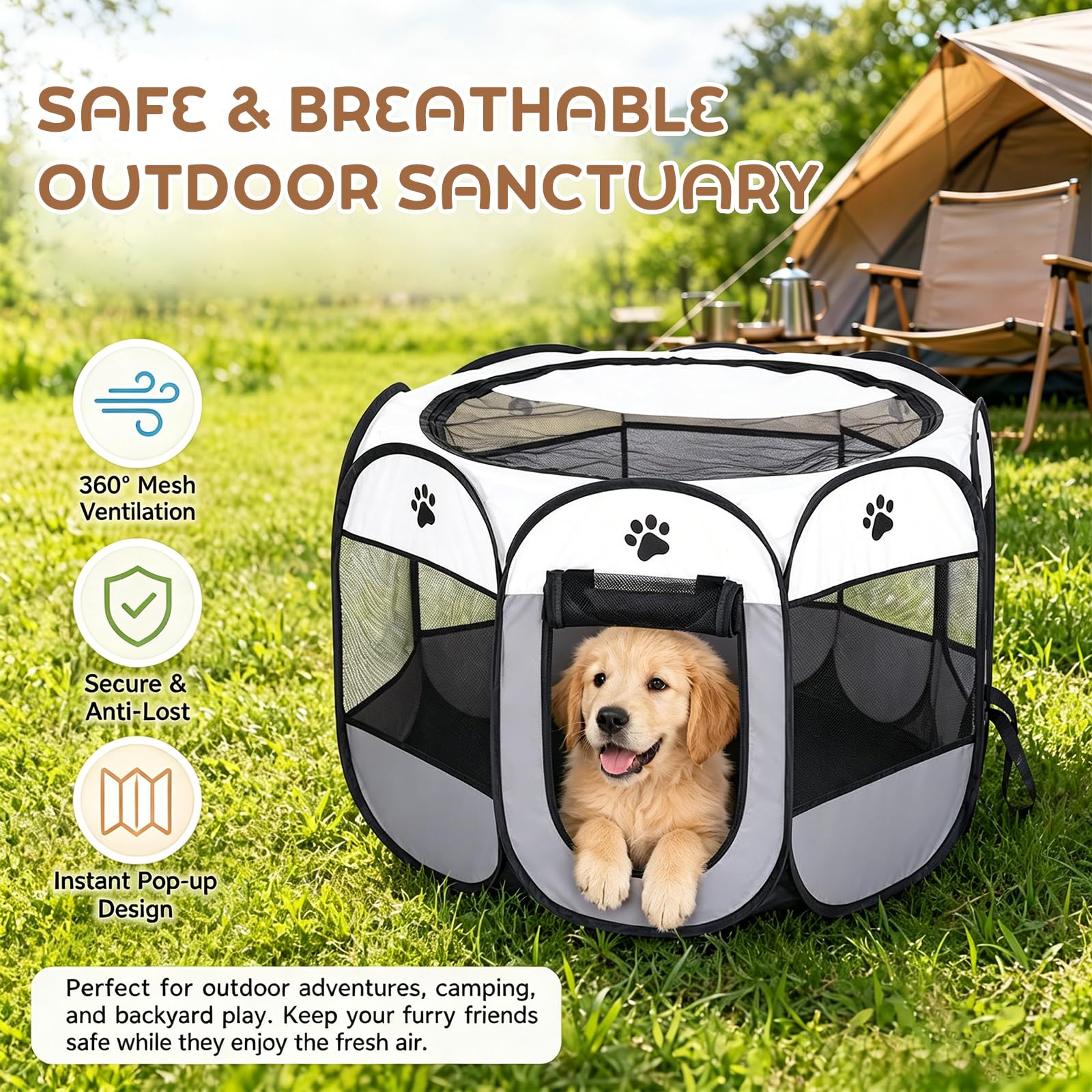 Welpenauslauf Hundebox Faltbar für Zuhause Welpenlaufstall, Katzengehege für Drinnen Outdoor Hundekäfig Hundezelt Freilaufgehege Kaninchen Laufstall Katze Hund Katzen Zelt Kleintiergehege (Grau)