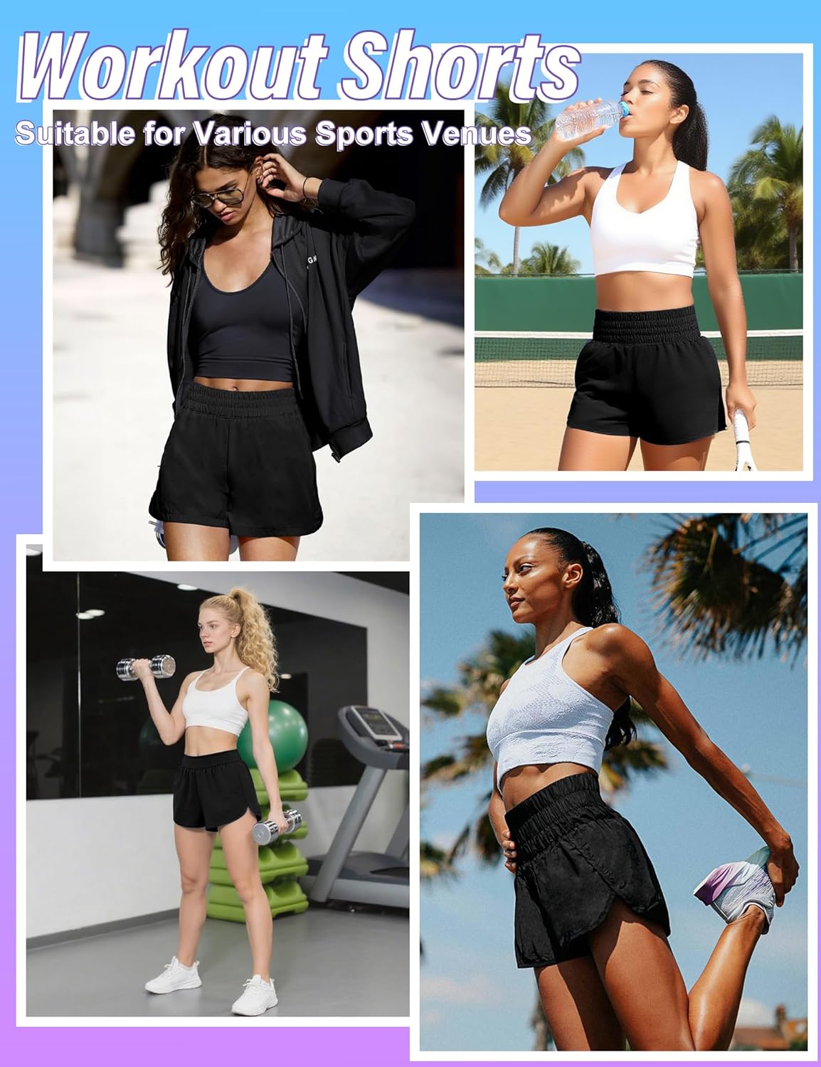 HOPLYNN 1/3 Pack Womens Athletic Running Shorts High Waisted Elastic Workout Short with Pocket Gym Shorts for Women - Image 6