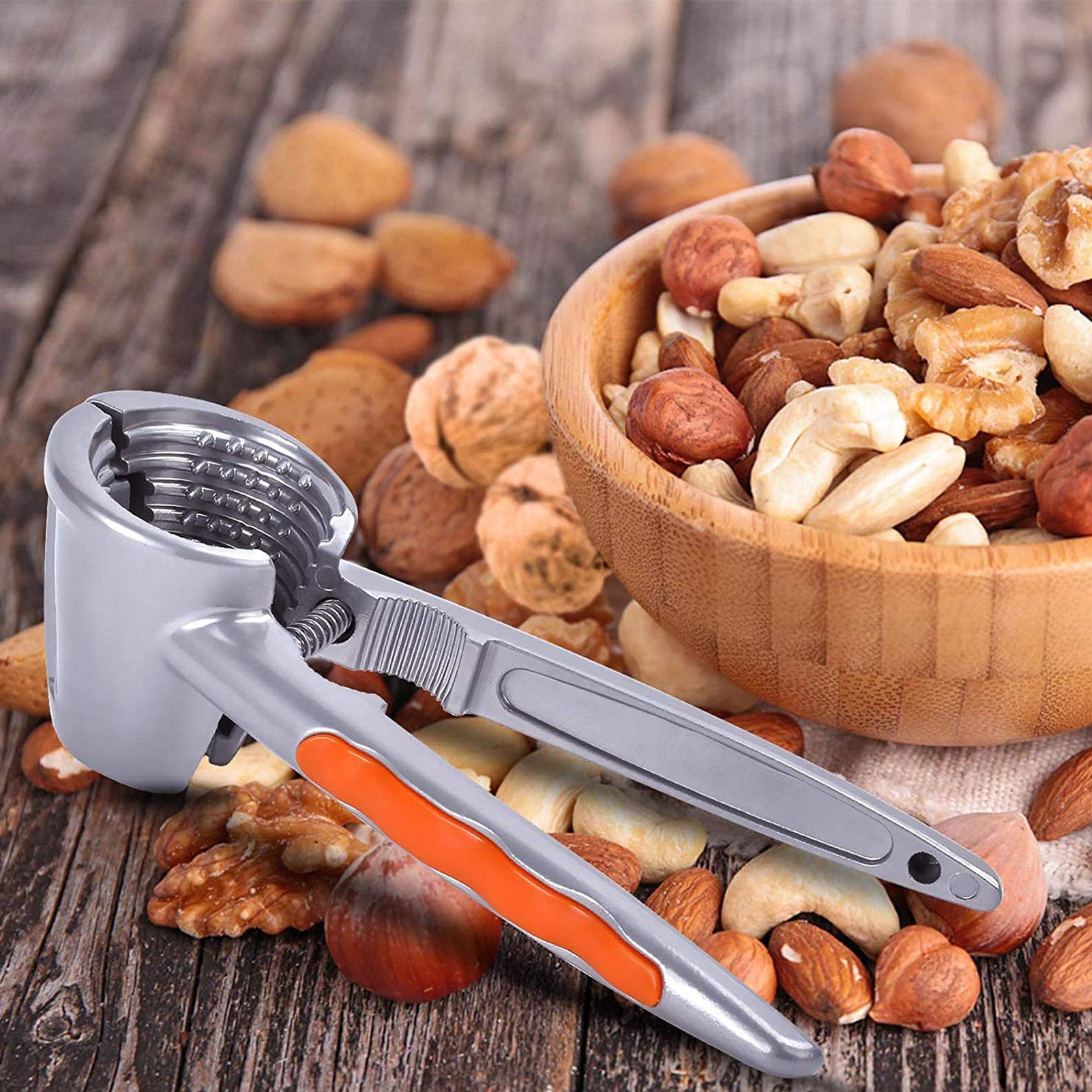 2 Schiaccianoci In Metallo Per Noci E Frutti Di Mare - Acciaio Inox Con Impugnatura Antiscivolo - Foto 6