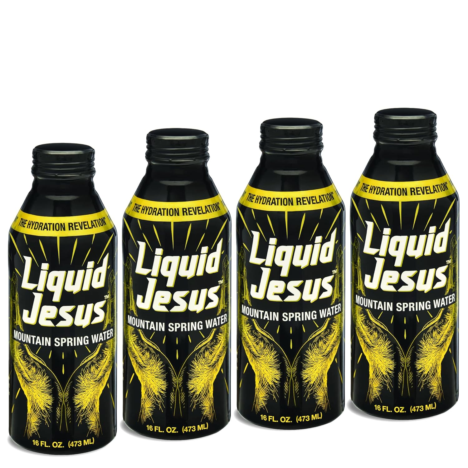 Liquid Jesus Spring Water 12 Pack - Award-Winning BPA-Free Mountain Spring Water in Infinitely Recyclable Eco-Friendly Aluminum Bottled Water. Blessed with Natural Minerals & Electrolytes. 16 FL OZ Great Gift