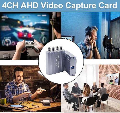 Miniatura 2 de Tarjeta de captura de video AHD, grabación de 4 canales 720P 30FPS salida USB, entrada AHD, grabación de video, fácil operación, no necesita