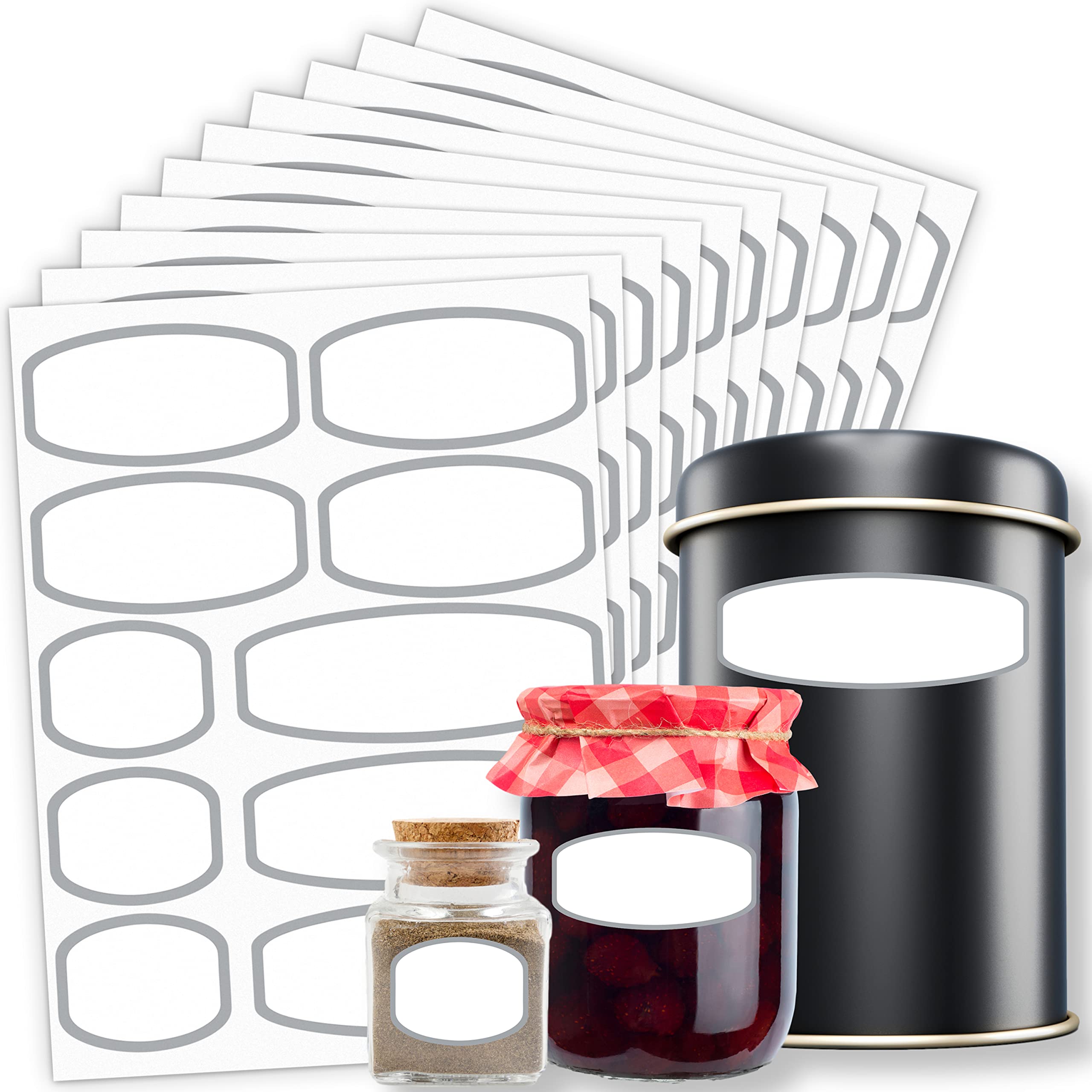 Innoveem Sticky Labels for Jars 100 Self Adhesive Labels for Storage