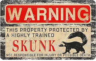 Skunk Warning Skunk Mtal Signs Vintage Warning Tin Sign Retro Decor for Home Garden Yard Garage Street Outdoor 8×12 Inches