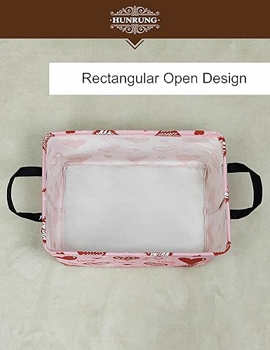 Miniatura 62 de HUNRUNG Cesta rectangular de almacenamiento de lona, bonita cesta organizadora de lona para mascotas, juguetes de niños, libros, ropa, perfecta
