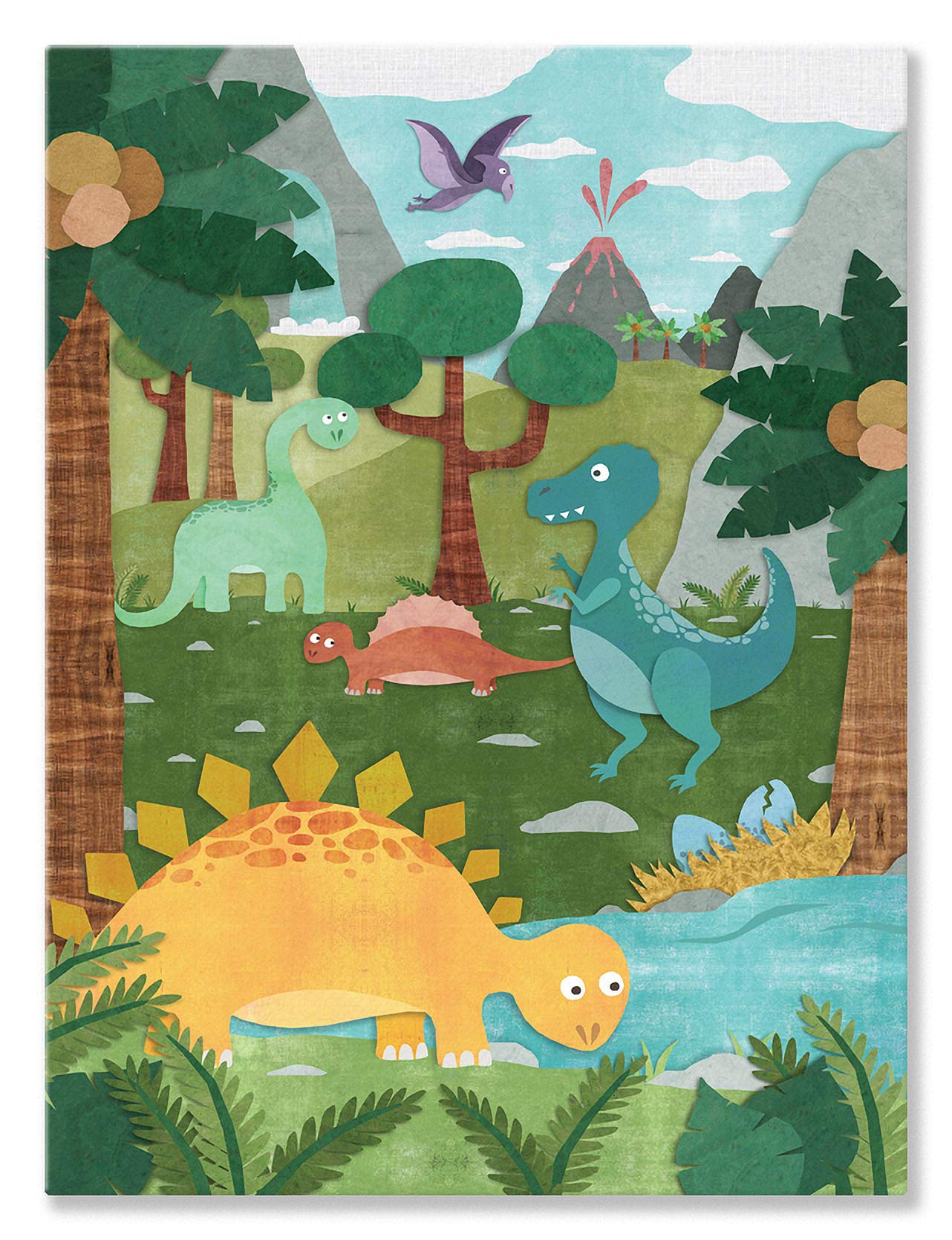 Oopsy Daisy Prehistoric Gathering 18x24 Canvas Wall Art, by Alice Feagan