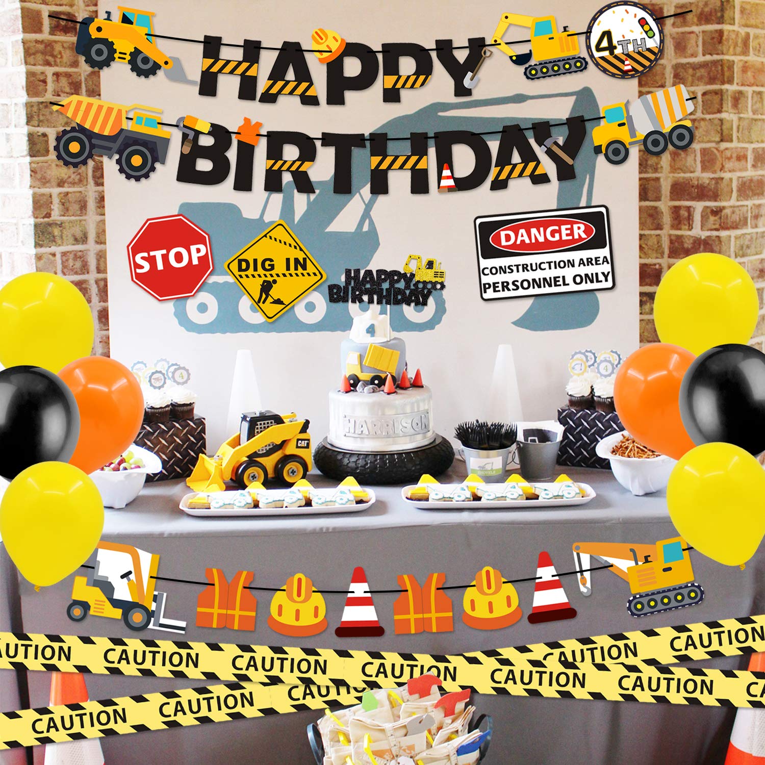Buy Construction Party Supplies Dump Truck Birthday Banner Cake Topper