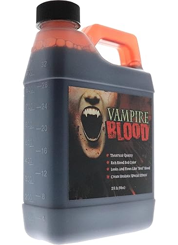 Miniatura 3 de Sangre de vampiro, sangre falsa realista, 32 onzas, calidad teatral, sangre falsa roja ricamente pigmentada para Halloween, vampiro, zombi, disfraz,
