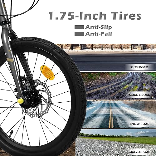 Miniatura 2 de Bicicleta infantil de 20 pulgadas para niños y niñas de 6 a 12 años, bicicleta infantil de 7 velocidades con marco de acero, suspensión delantera y