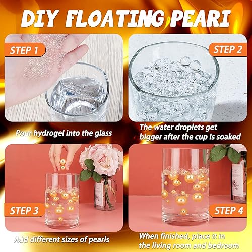 Miniatura 5 de 200 cuentas de perlas naranjas, cuentas de relleno de jarrón naranja con 8000 geles de agua transparentes, cuentas flotantes naranjas de 10140.787