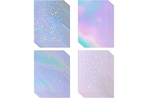 36 Sheets Glitter Holographic Sticker Paper 8.27" X 11.69" Waterproof A4 Size Self-Adhesive Sticker Paper