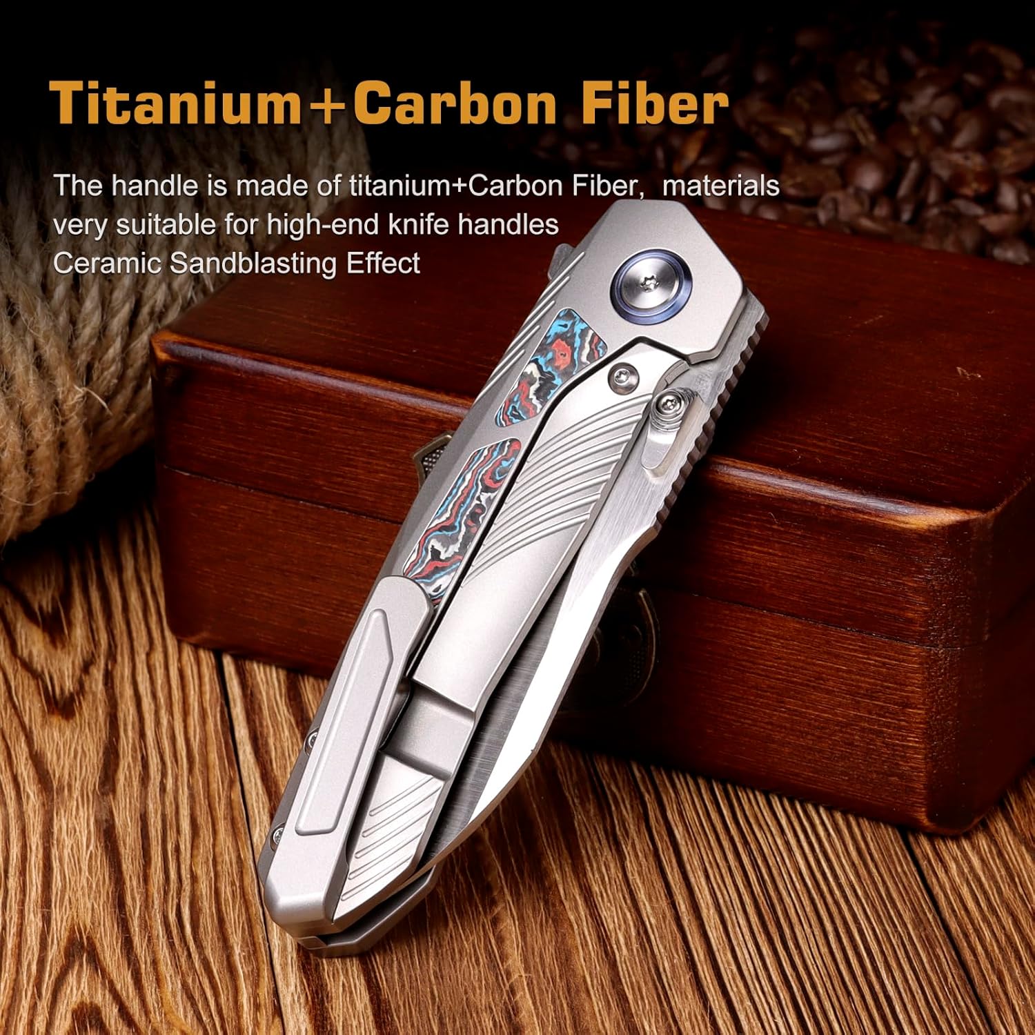 REMETTE RT-Kestrel Knife Titanium Handle S35VN Blade RTPO (Red/Blue)