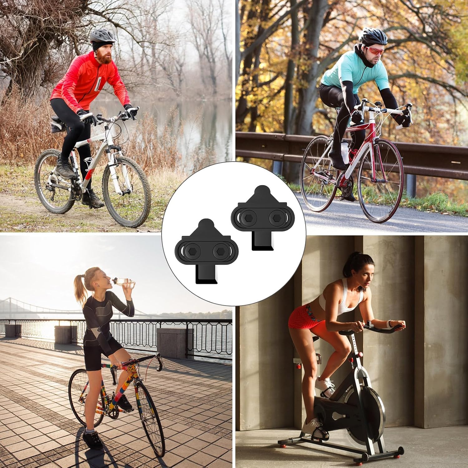 Juego de zapateros para bicicleta SPD compatible con pedales, con placas antideslizantes para bicicleta de montaña