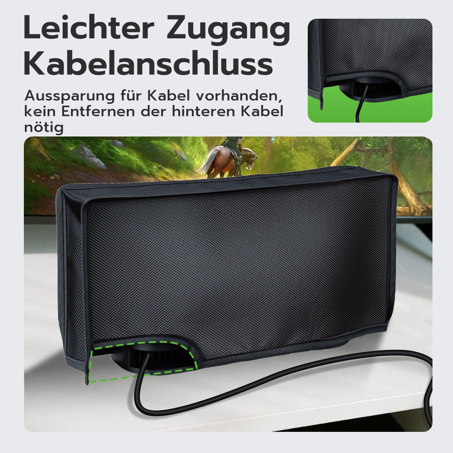 Staubschutzhülle für Nintendo Switch 2 Spritzwasserdicht Schwarz | Passgenau für Konsole & Ladestation: Weiches Innenfutter für kratzfreien Schutz beim Verstauen