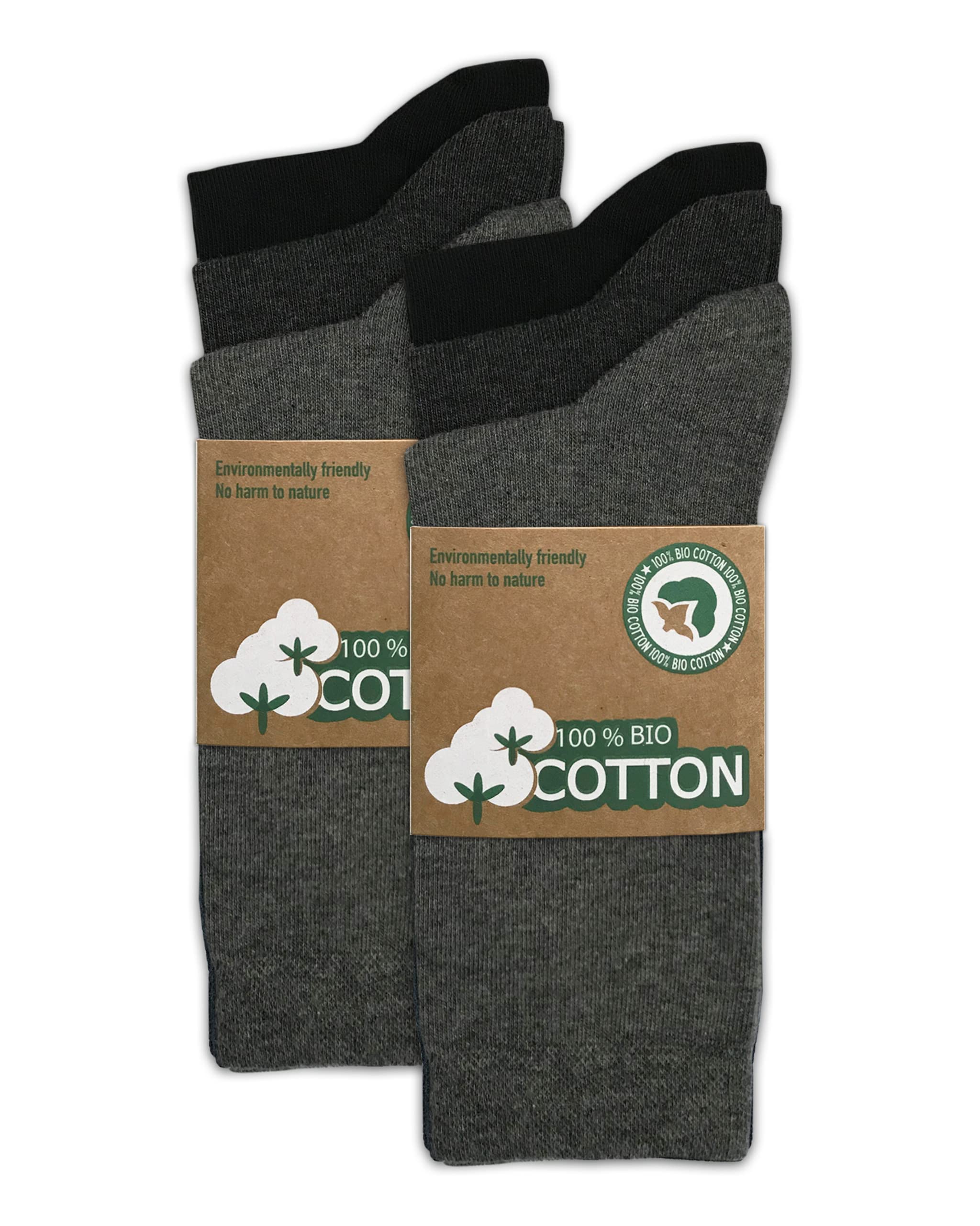 mehrstrumpf 6/12 Pair Men & Women 100% Organic Cotton Socks with Comfort Band without Seam (Model: Biolivia), 43-46