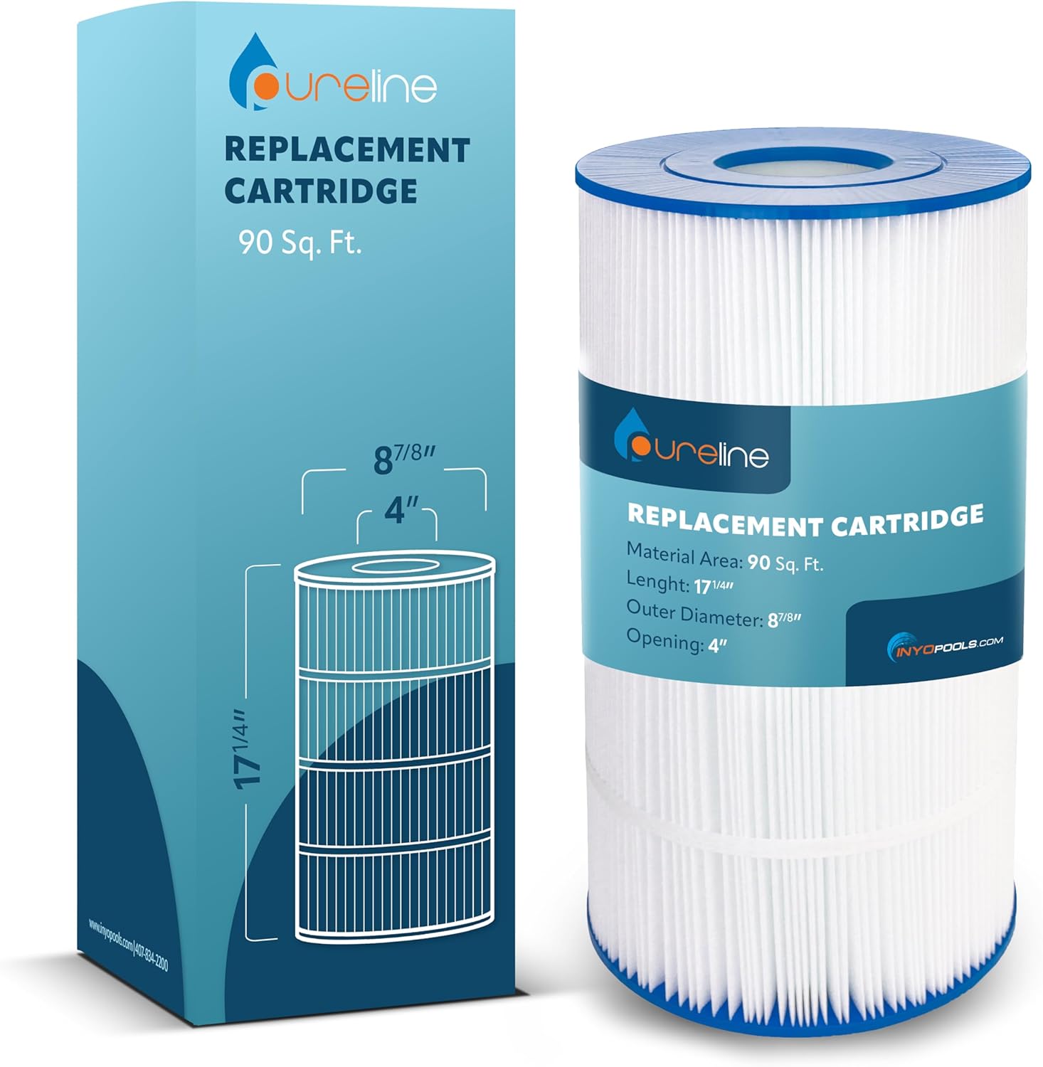 Pureline 90 Sq Ft Pool Replacement Cartridge Filter, Compatible with Hayward C900