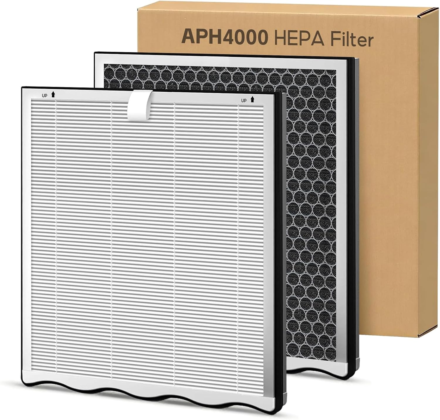 2-pack APH4000 Replacement Filter, Compatible with KNKA APH4000 Air Purifier, True H13 HEPA Filter+Activated Carbon Filter, Compared Part # APH4000LX