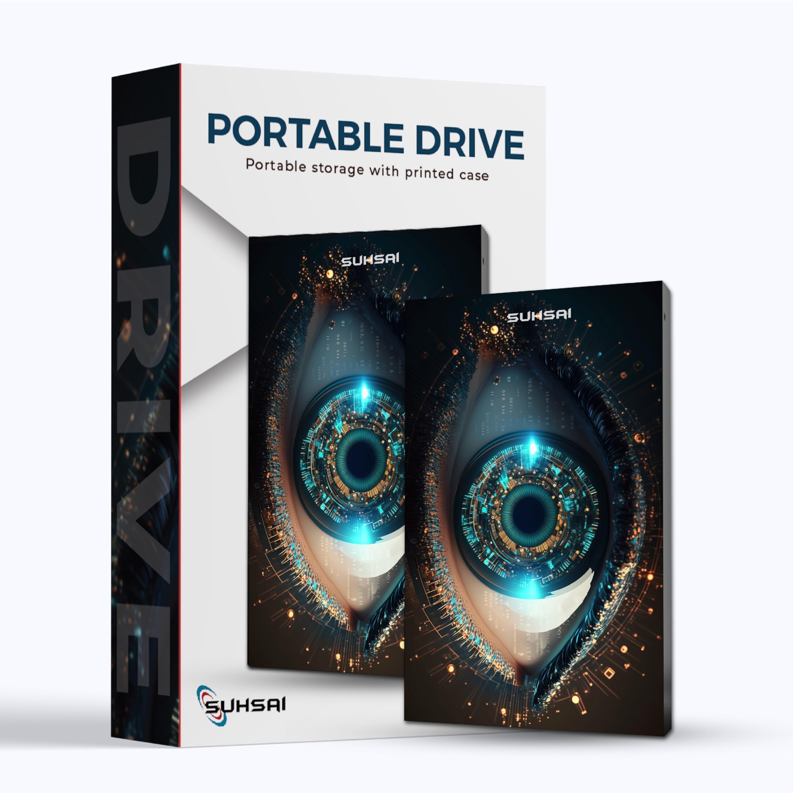 SUHSAI External Portable Hard Drive USB 3.0 Eye Printed Ultra Design Slim Memory Expansion HDD- 2.5" Slim Storage & Backup Hard Disk Compatible with MAC, PC, Desktop, PS4, PS5, Xbox (1TB, Black)