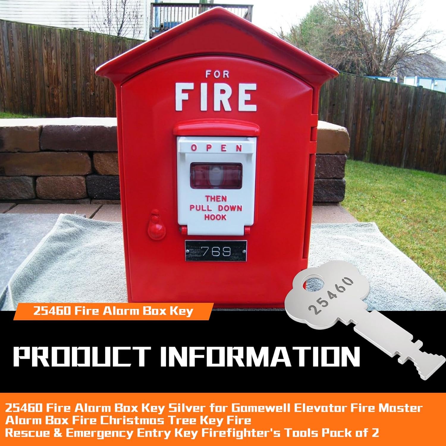 Fire Alarm Box Key 25460 - for Gamewell Fire Alarm Box, Elevator & Emergency Entry (2-Pack) | Heavy Duty Stainless Steel Christmas Tree Key | Firefighter Tools