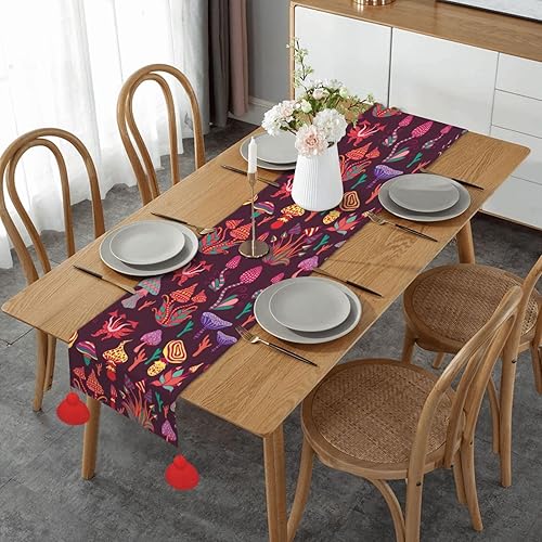 Christmas Table Runner 60 Inches Long Fall Table Runner for Dining Table Christmas Decorations Coffe Table Runner with Tassels Kitchen & Table