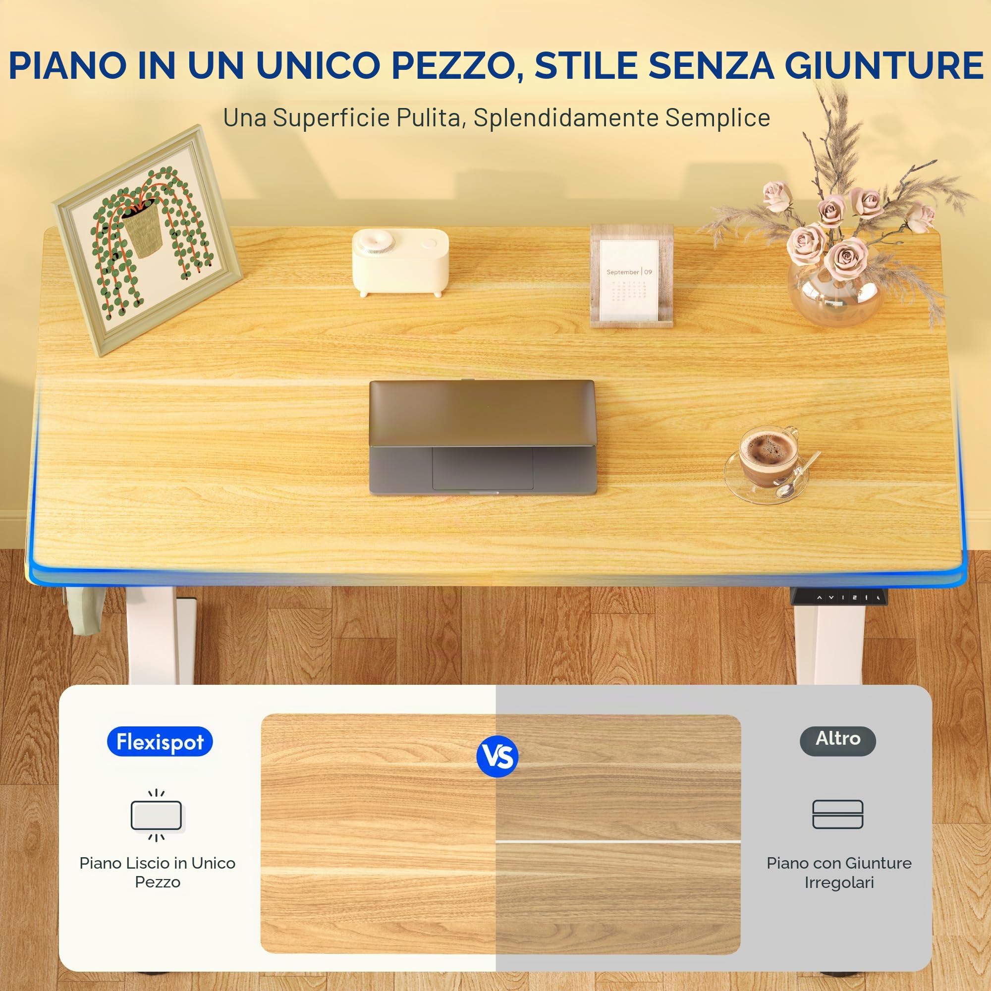 FLEXISPOT Scrivania Regolabile In Altezza Elettrica 100x60cm, Scrivania Regolabile In Altezza A 2 Livelli Con Gancio E Promemoria Seduta-Stand (Acero, Struttura Bianca)