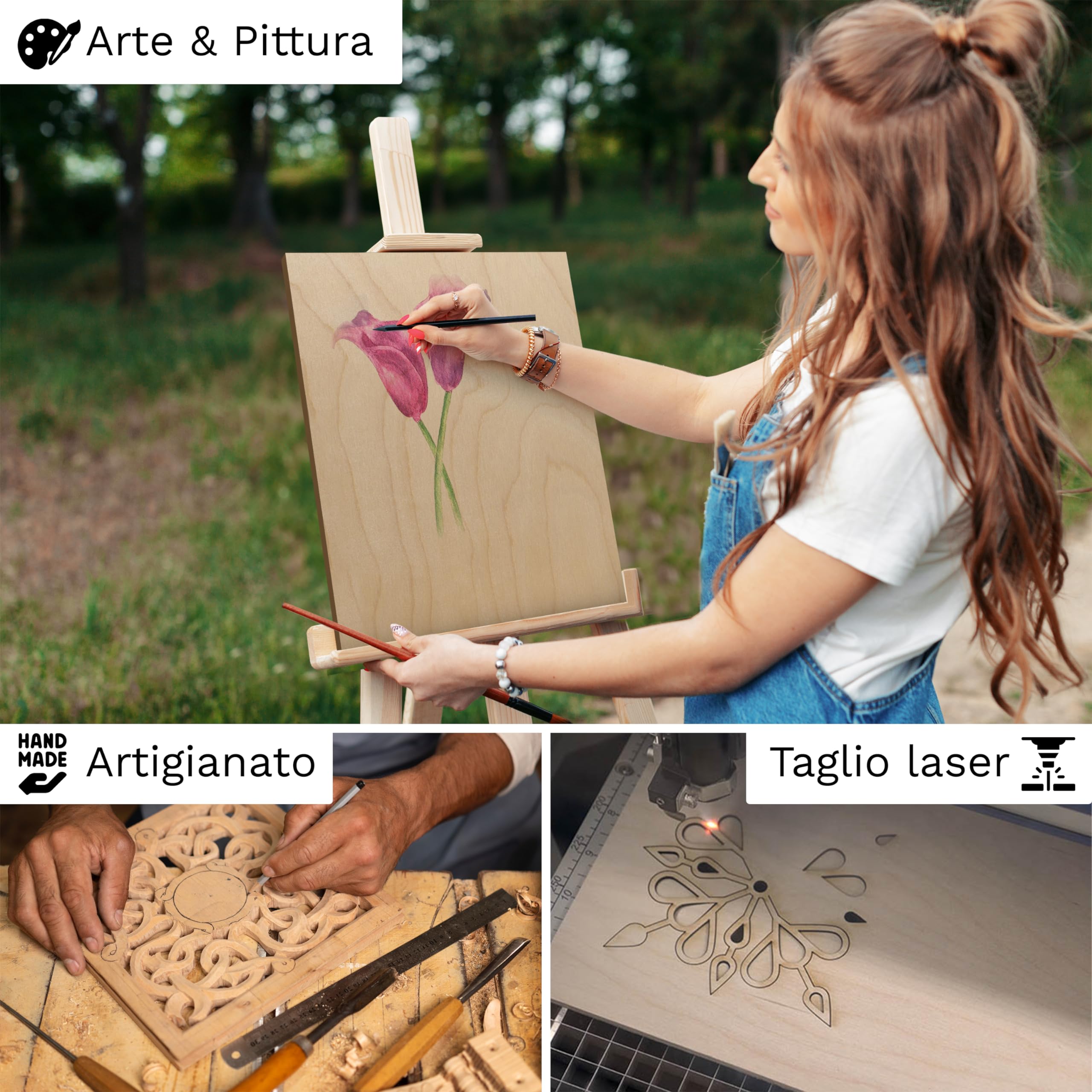 Wood Lab 50 x A4 Pannelli in Compensato Betulla | 3mm (±0,5mm) 29,7 x 21 cm | Tavole Grezze per Bricolage, Pirografia, Traforo, CNC, Laser, Decorazione, Decoupage, Incisione (50)