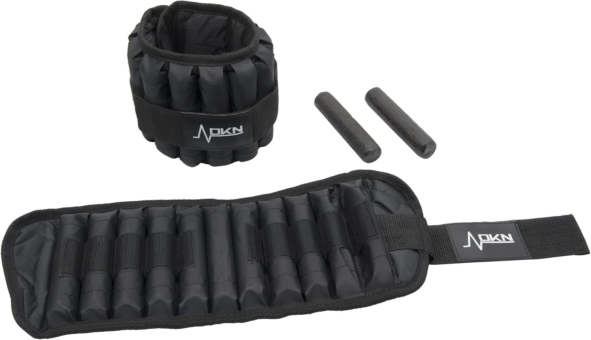 DKN Unisex Adjustable Ankle Weights, Black, 2 x 5 kg