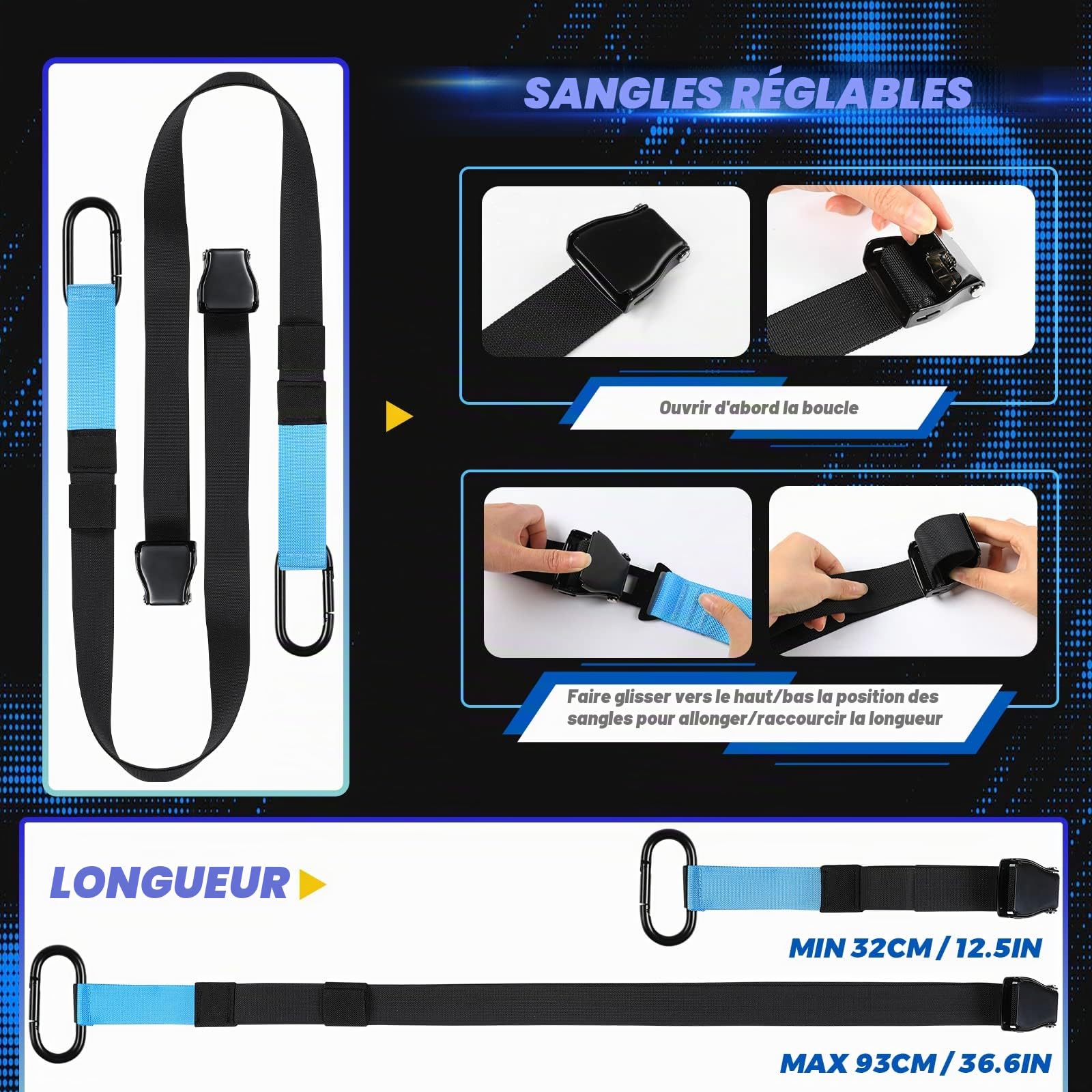 Sangle de Suspension Multifonction Kit d'Entraînement d'exercice de Suspension Sangle Fitness Kit pour Musculation Stretch chez Home Gym