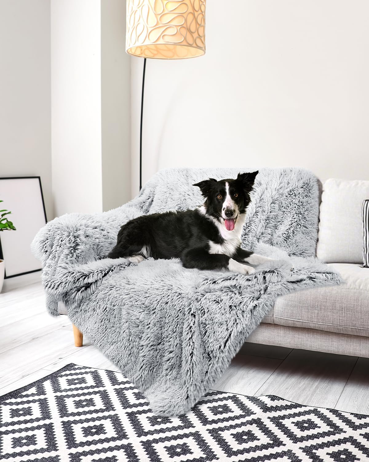 PJYuCien Dog Blanket for Medium Large Dogs, Large Pet Blankets with Reversible Fleece, 60"x50" Washable Calming Pet Throw for Couch/Bed, Grey, Indoor - Image 5