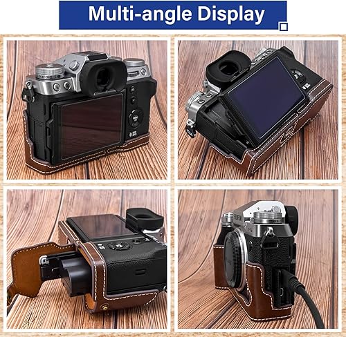 Miniatura 3 de Rieibi Fuji XT5 - Funda de piel sintética de calidad para cámara digital Fujifilm X-T5 - Funda protectora para Fuji XT5 X-T5, café, estuche de