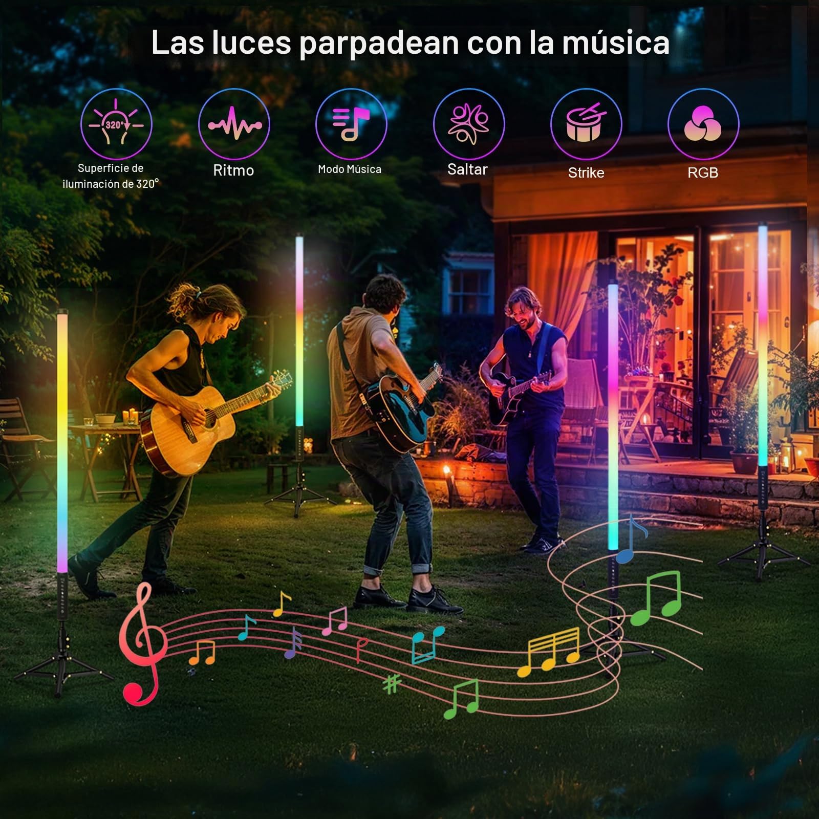 Video LED portátil, Barra de luz de fotografía LUXCEO Mood1, Regulable y Memoria, batería incorporada de 2000 mAh, lámpara de Foto RGB, TikTok, Juego Transmisión, Barra de Fiesta (85 cm)