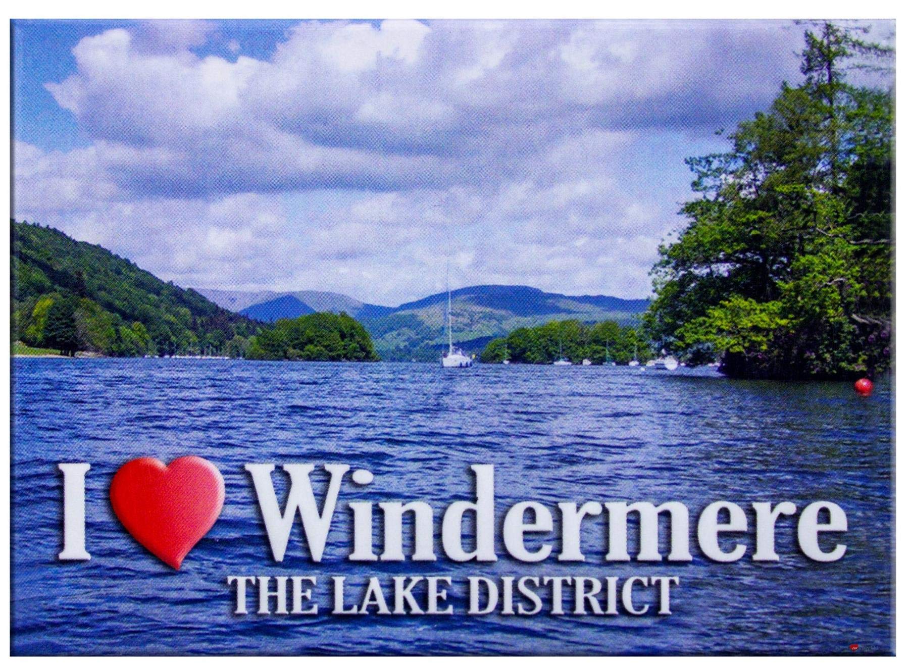 I Love Windermere The Lake District Metallic Fridge Magnet