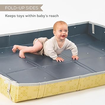 Taf Toys Foldable Soft Foam Baby Play Mat Waterproof Reversible Kids Play Mat for Floor Soft Foam Playmat Babies & Toddlers Extra Large 59.171 Double-Sided Mat with Fold-Up Sides - Blue