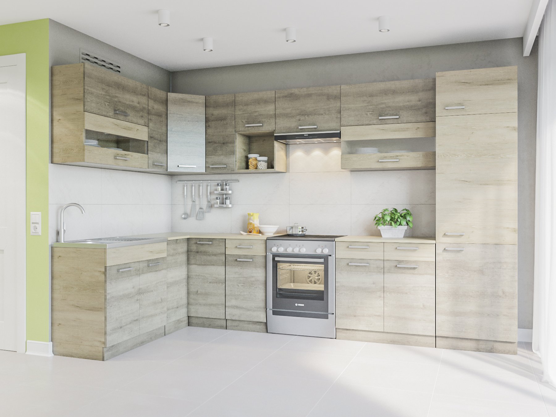 Eldorado Furniture Angle Kitchen Unit Kitchen Alina 330X170 + Sonoma  Truffle L Shape Corner Kitchen Block : Amazon.de: Home & Kitchen