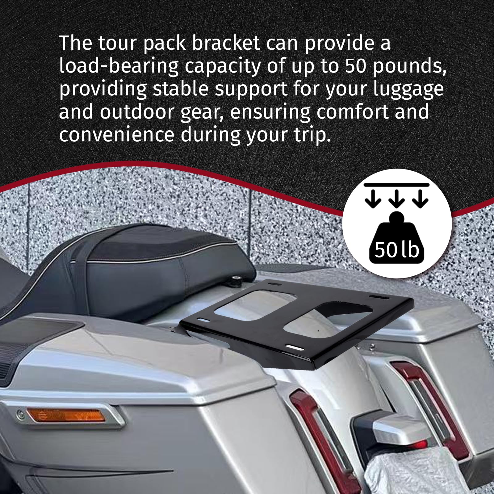Tour Pack Mount, soporte Tour Pack, negro desmontable Two Up Tour Pak Pack Portaequipajes para Touring CVO Street Glide Road King Road Glide 2014-2025 Electra Glide Standard 2019-2022